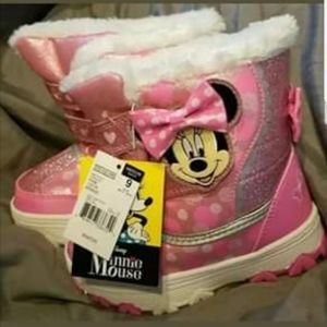 Disney Toddler Girl Minnie Mouse Snow Boots Sz 9